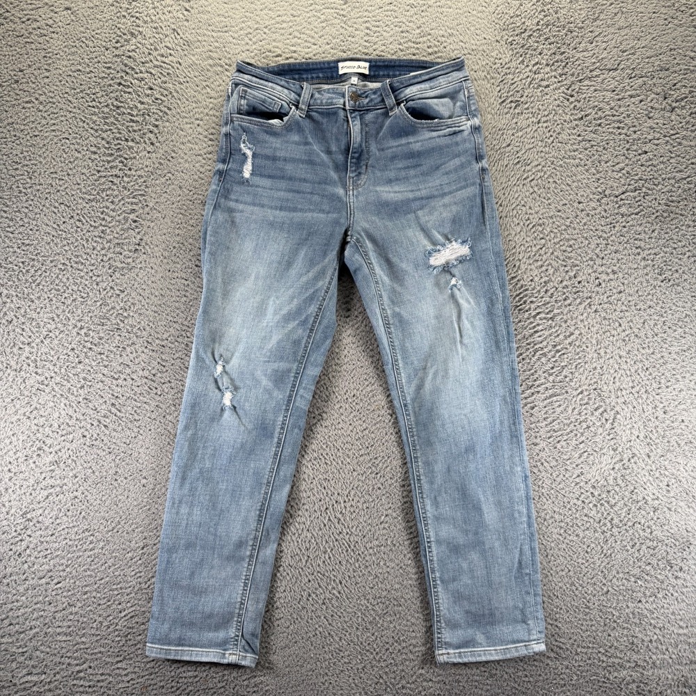 Studio Blue Jeans Womens 29x27 Blue Cotton Denim Skinny Distressed Faded Stretch